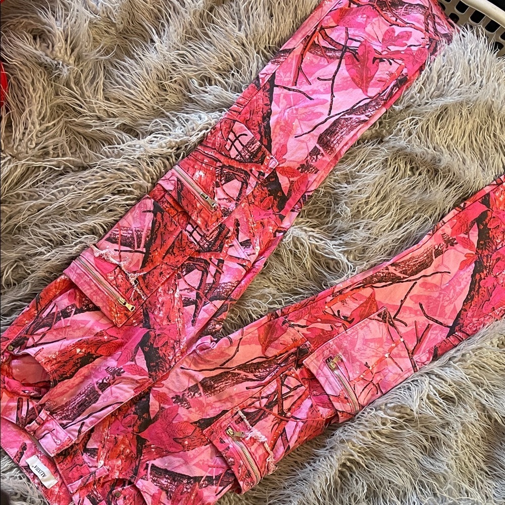 Pink Camo Cargo Stack Pants